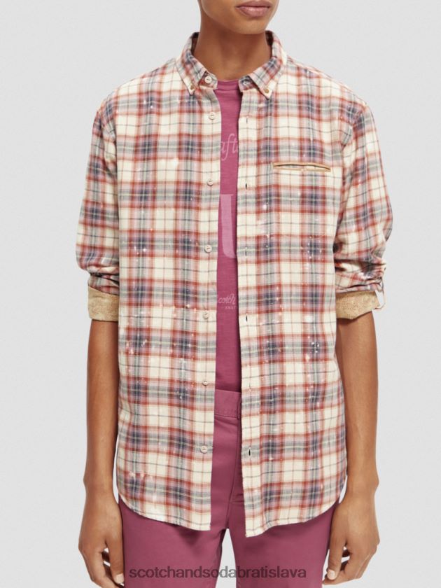 muži oblečenie combo a Scotch & Soda viazaná károvaná organická košeľa s úpravou rukávov 4ZV00D312