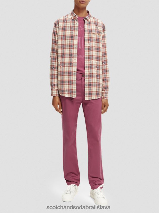 muži oblečenie combo a Scotch & Soda viazaná károvaná organická košeľa s úpravou rukávov 4ZV00D312
