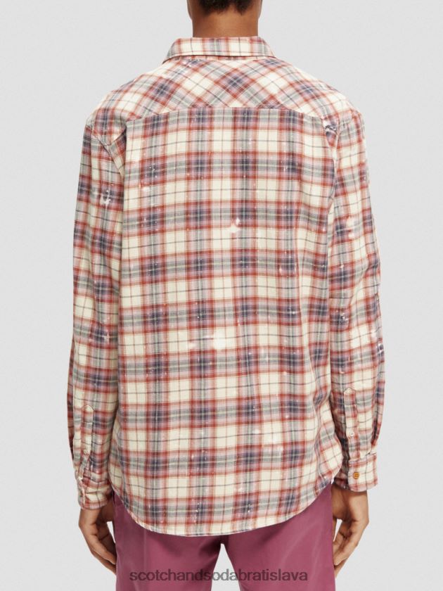 muži oblečenie combo a Scotch & Soda viazaná károvaná organická košeľa s úpravou rukávov 4ZV00D312