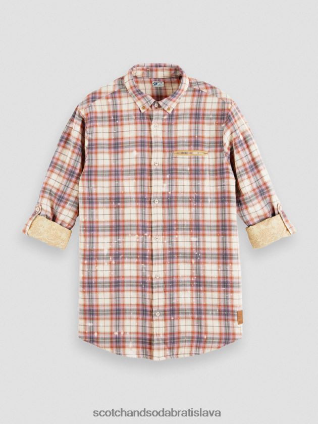 muži oblečenie combo a Scotch & Soda viazaná károvaná organická košeľa s úpravou rukávov 4ZV00D312