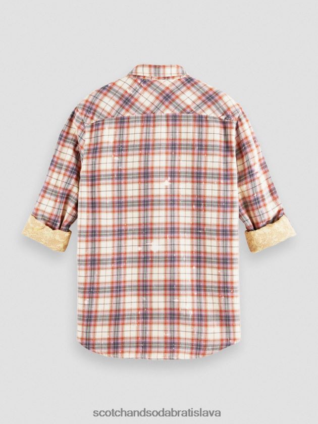 muži oblečenie combo a Scotch & Soda viazaná károvaná organická košeľa s úpravou rukávov 4ZV00D312