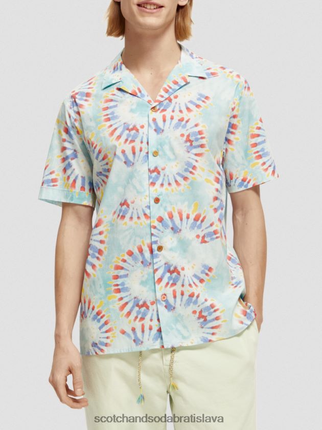 muži oblečenie farba na viazanie kvetov mäty Scotch & Soda táborové tričko z organickej bavlny s potlačou 4ZV00D326