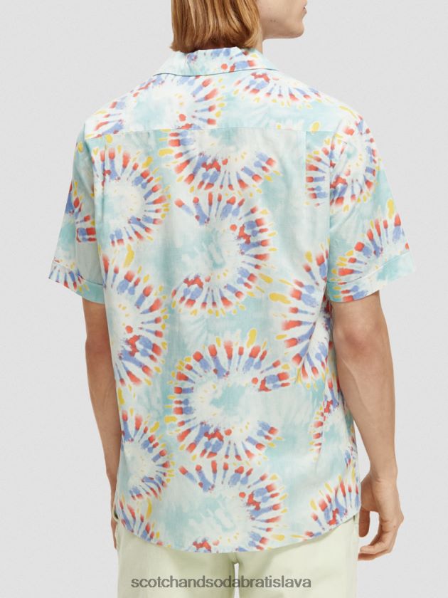 muži oblečenie farba na viazanie kvetov mäty Scotch & Soda táborové tričko z organickej bavlny s potlačou 4ZV00D326