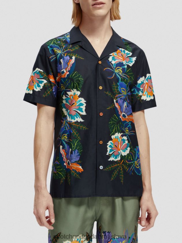 muži oblečenie hraničný kvet Scotch & Soda táborové tričko z organickej bavlny s potlačou 4ZV00D327