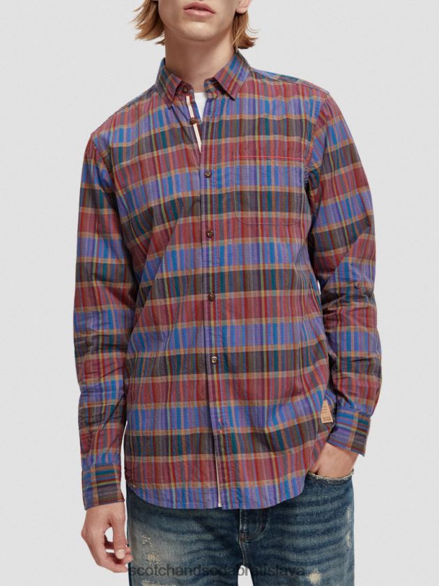 muži oblečenie kombo c Scotch & Soda ľahká károvaná košeľa regular fit 4ZV00D299