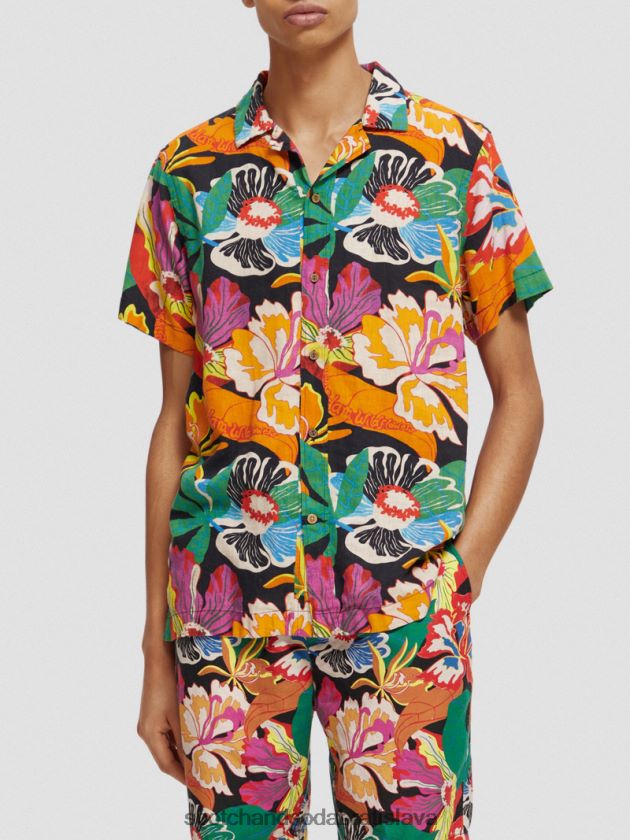 muži oblečenie kvetinový Scotch & Soda táborová košeľa s krátkym rukávom s potlačou 4ZV00D330