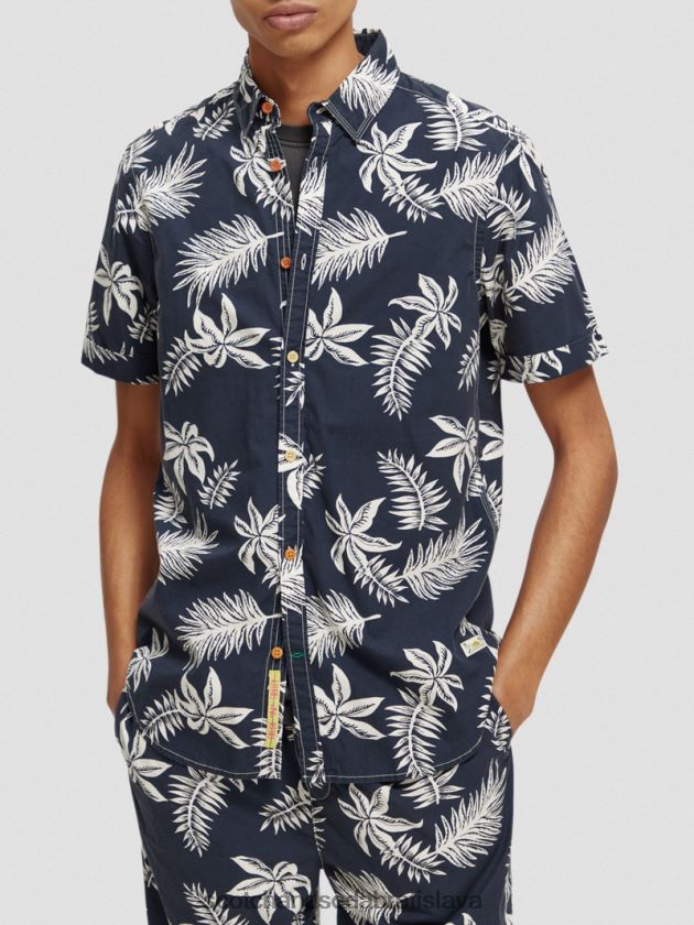 muži oblečenie námornícky list Scotch & Soda popelínová košeľa regular fit s potlačou 4ZV00D332