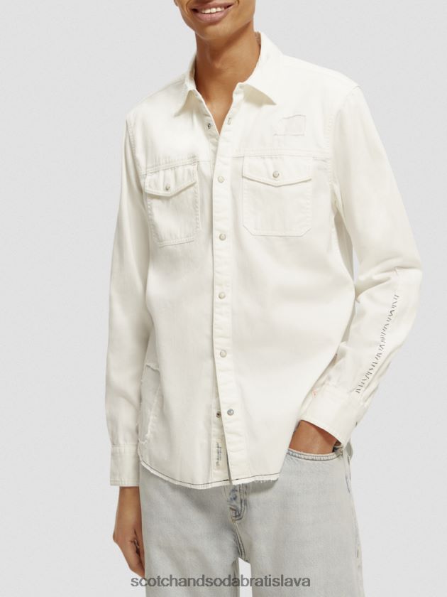 muži oblečenie off white Scotch & Soda opravte detailnú westernovú džínsovú košeľu 4ZV00D346