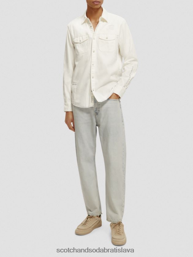 muži oblečenie off white Scotch & Soda opravte detailnú westernovú džínsovú košeľu 4ZV00D346