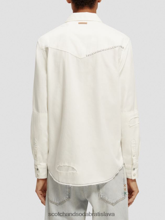 muži oblečenie off white Scotch & Soda opravte detailnú westernovú džínsovú košeľu 4ZV00D346