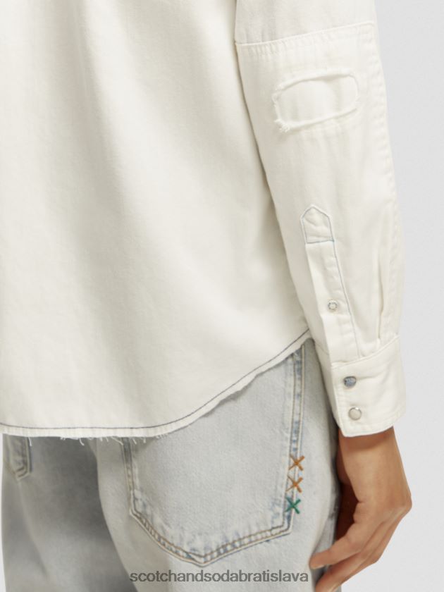 muži oblečenie off white Scotch & Soda opravte detailnú westernovú džínsovú košeľu 4ZV00D346