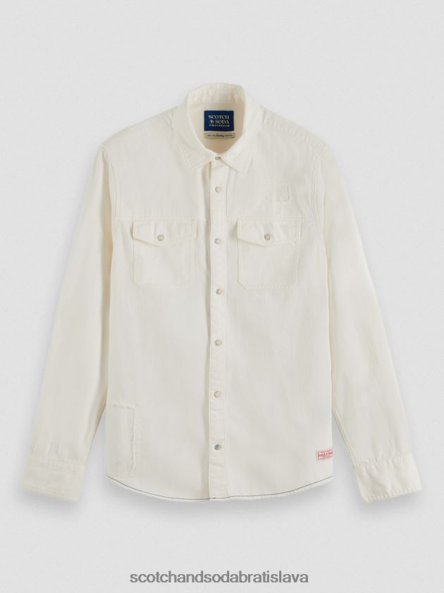 muži oblečenie off white Scotch & Soda opravte detailnú westernovú džínsovú košeľu 4ZV00D346