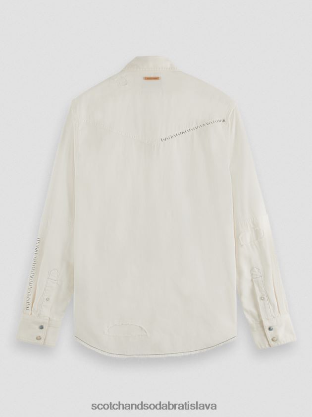 muži oblečenie off white Scotch & Soda opravte detailnú westernovú džínsovú košeľu 4ZV00D346