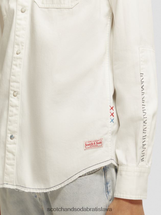 muži oblečenie off white Scotch & Soda opravte detailnú westernovú džínsovú košeľu 4ZV00D346