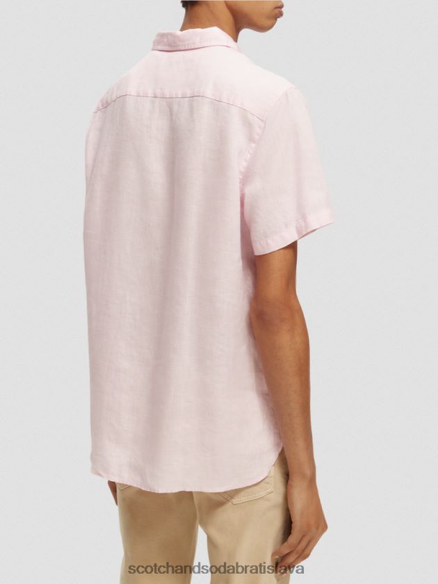 muži oblečenie ruža Scotch & Soda ľanová košeľa s krátkym rukávom 4ZV00D342