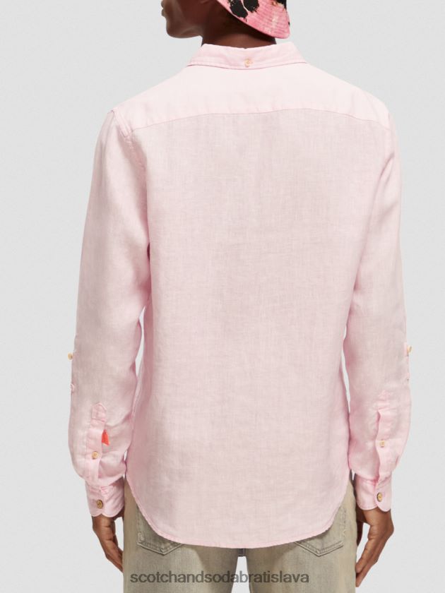 muži oblečenie ruža Scotch & Soda ľanová košeľa s úpravou rukávov 4ZV00D290