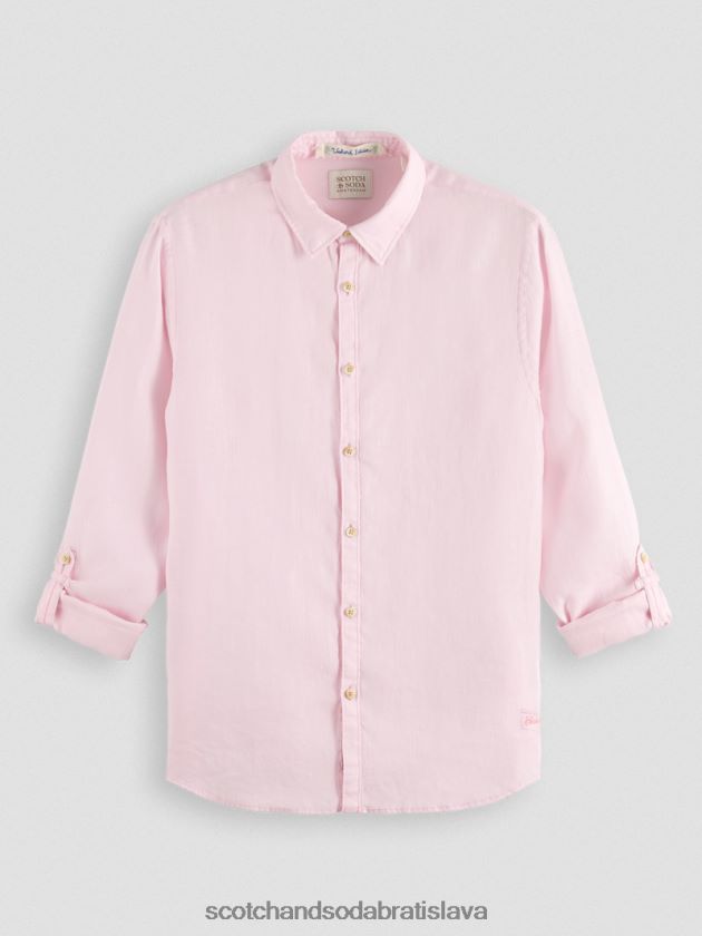 muži oblečenie ruža Scotch & Soda ľanová košeľa s úpravou rukávov 4ZV00D290