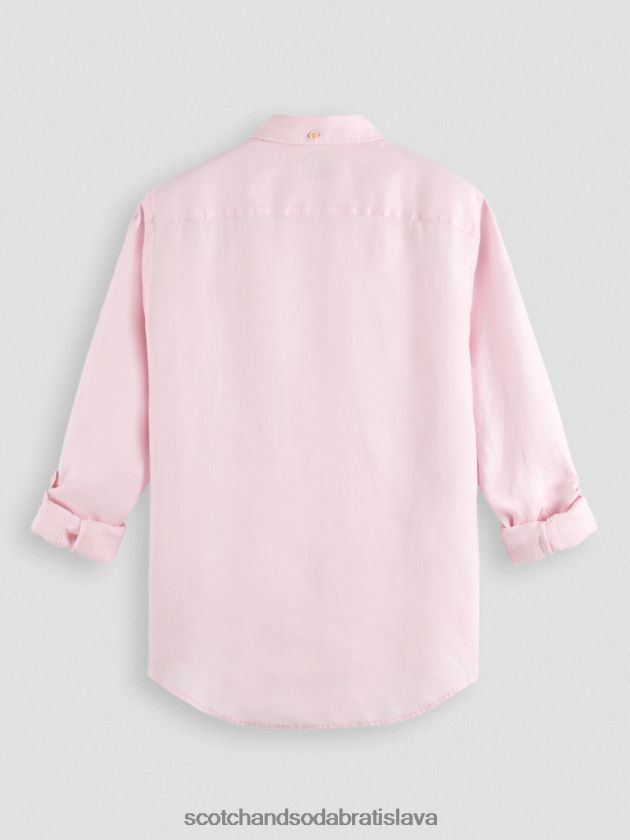 muži oblečenie ruža Scotch & Soda ľanová košeľa s úpravou rukávov 4ZV00D290