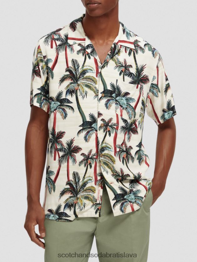 muži oblečenie sivobiele palmy aop Scotch & Soda táborová košeľa s potlačou 4ZV00D306
