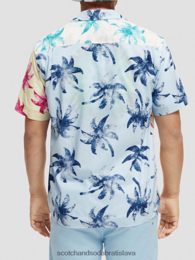 muži oblečenie tyrkysový voskový list aop Scotch & Soda táborové tričko z organickej bavlny s potlačou 4ZV00D325