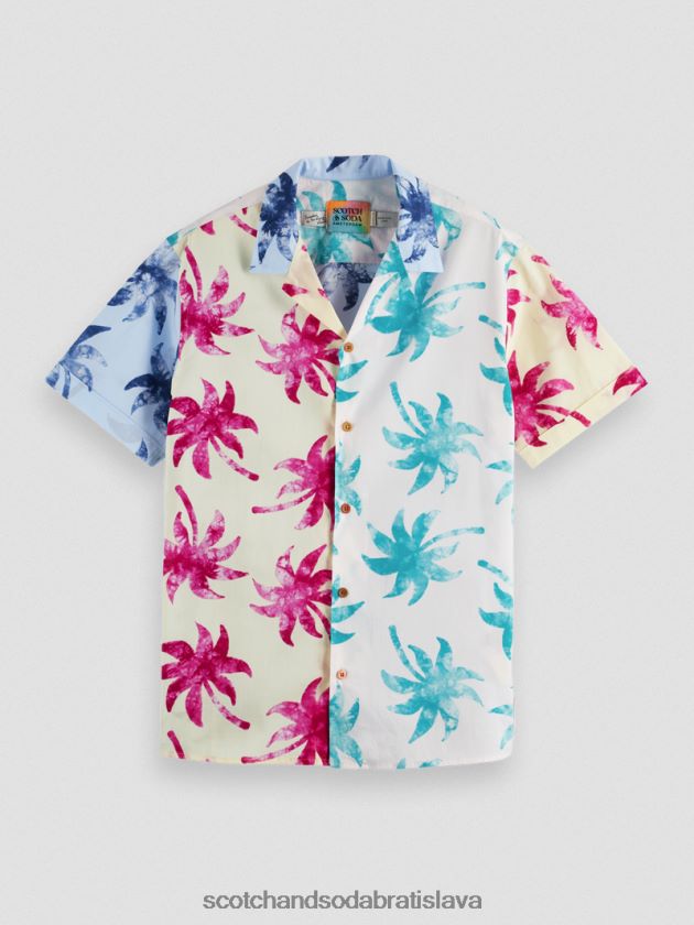 muži oblečenie tyrkysový voskový list aop Scotch & Soda táborové tričko z organickej bavlny s potlačou 4ZV00D325