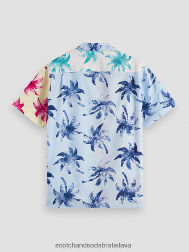 muži oblečenie tyrkysový voskový list aop Scotch & Soda táborové tričko z organickej bavlny s potlačou 4ZV00D325