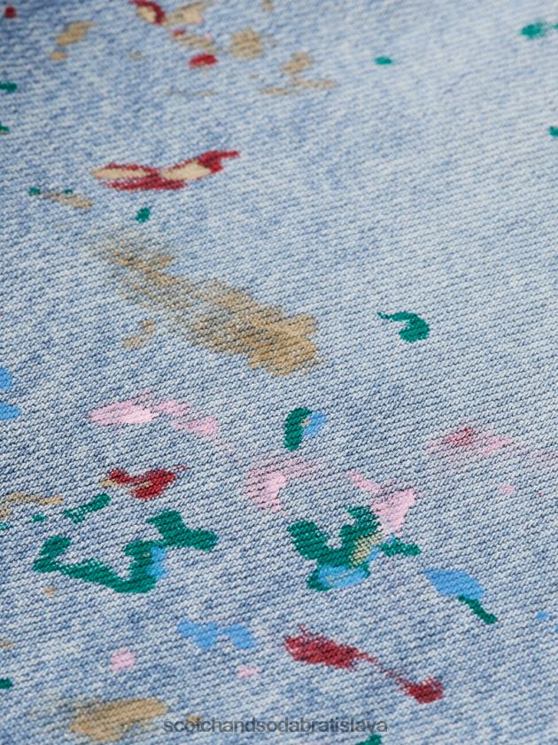 muži oblečenie umyté indigo Scotch & Soda rifľové tričko s detailnými farbami 4ZV00D313