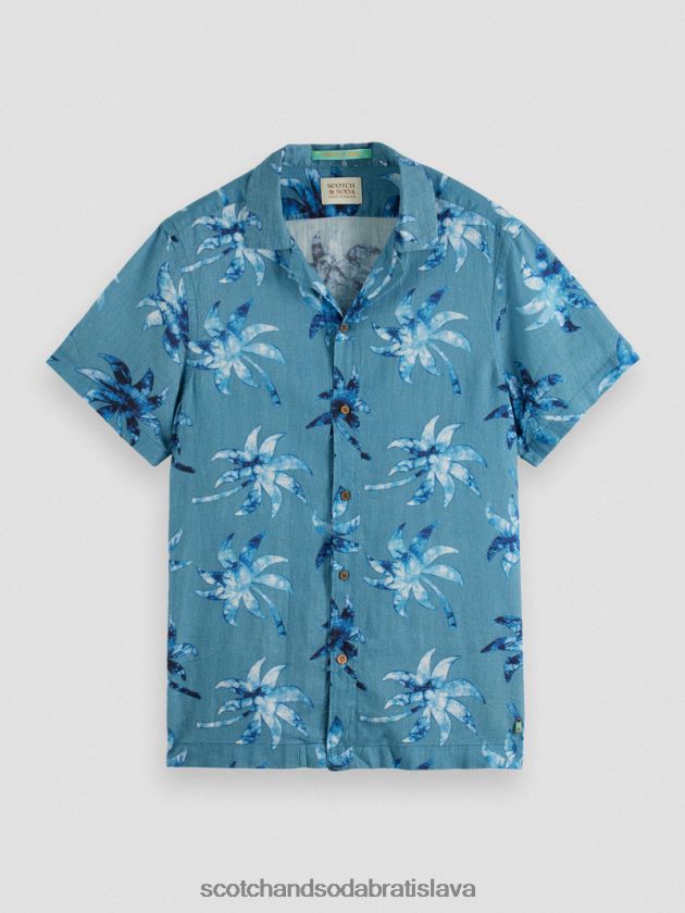 muži oblečenie voskový list Scotch & Soda táborová košeľa s krátkym rukávom s potlačou 4ZV00D329