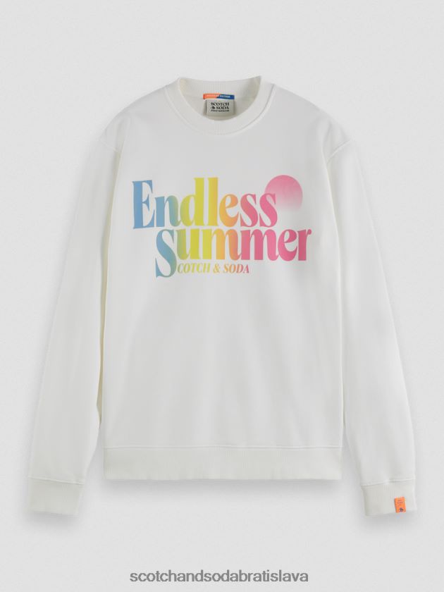 muži oblečenie biely Scotch & Soda Obyčajná strihová mikina s grafickým výstrihom 4ZV00D543