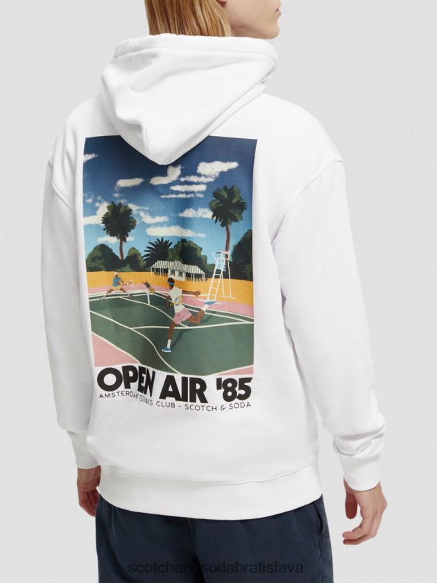 muži oblečenie biely Scotch & Soda Umelecká mikina s kapucňou farbená na odeve 4ZV00D530