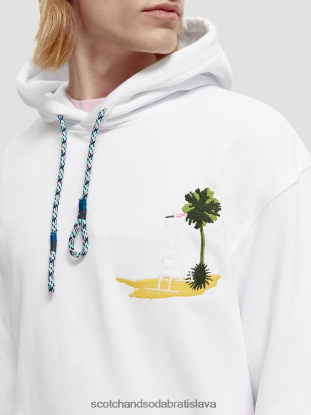 muži oblečenie biely Scotch & Soda Umelecká mikina s kapucňou farbená na odeve 4ZV00D530