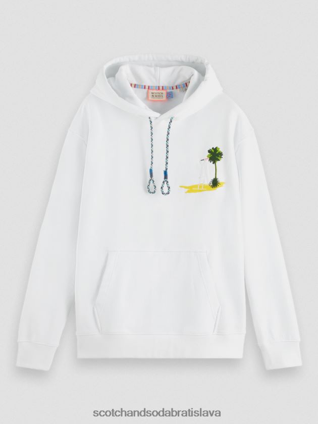 muži oblečenie biely Scotch & Soda Umelecká mikina s kapucňou farbená na odeve 4ZV00D530