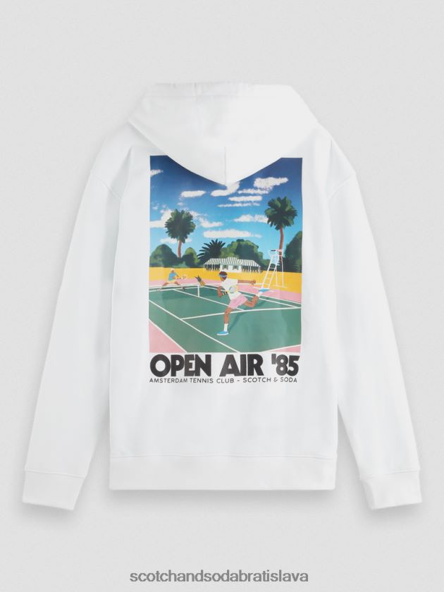 muži oblečenie biely Scotch & Soda Umelecká mikina s kapucňou farbená na odeve 4ZV00D530