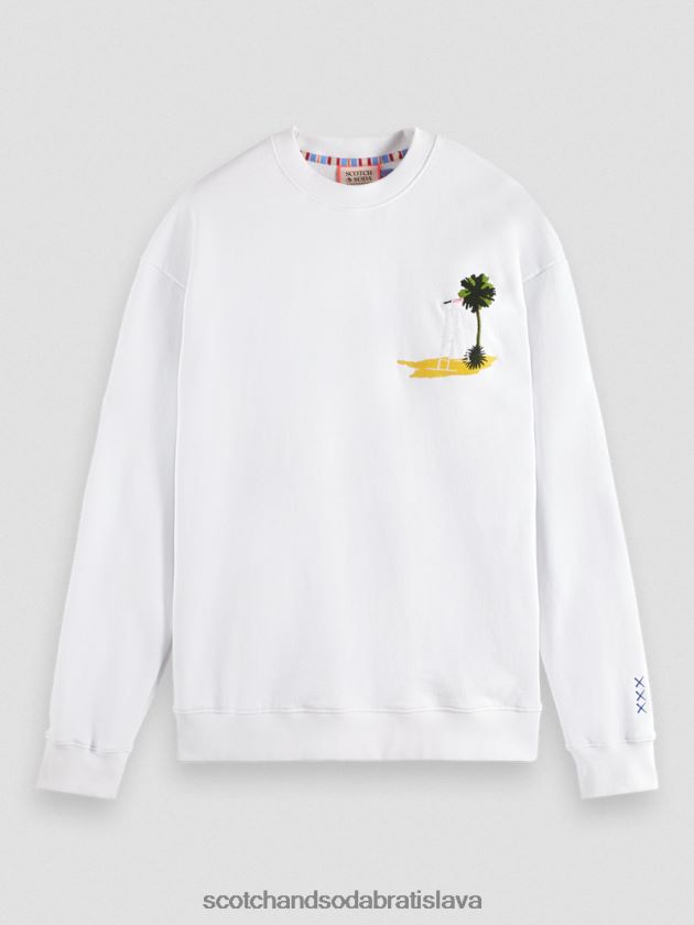muži oblečenie biely Scotch & Soda odevom farbená umelecká mikina 4ZV00D532
