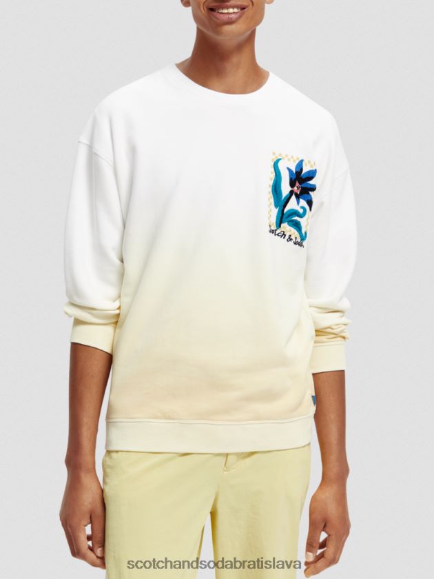 muži oblečenie biely Scotch & Soda organická kvetinová mikina voľného strihu 4ZV00D503