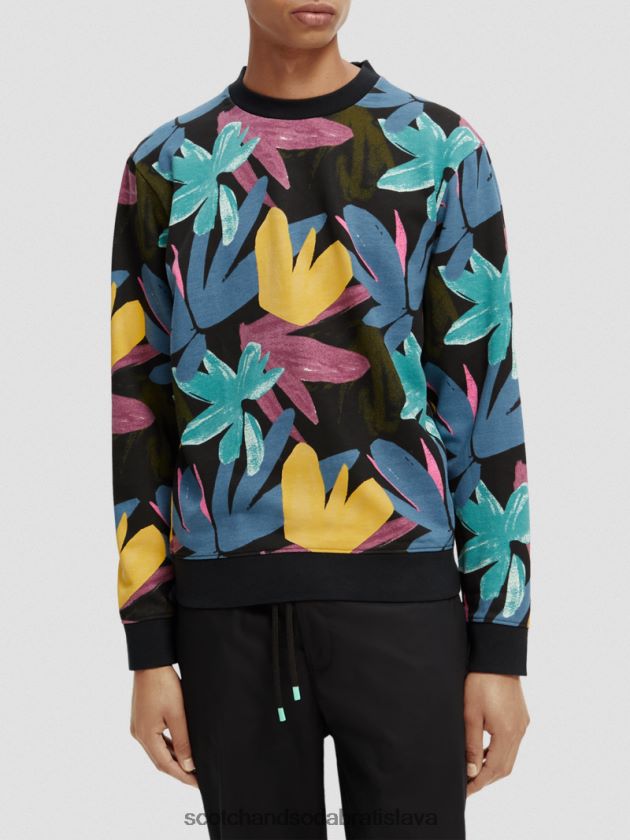 muži oblečenie combo a Scotch & Soda mikina z organickej bavlny s výstrihom a potlačou 4ZV00D523