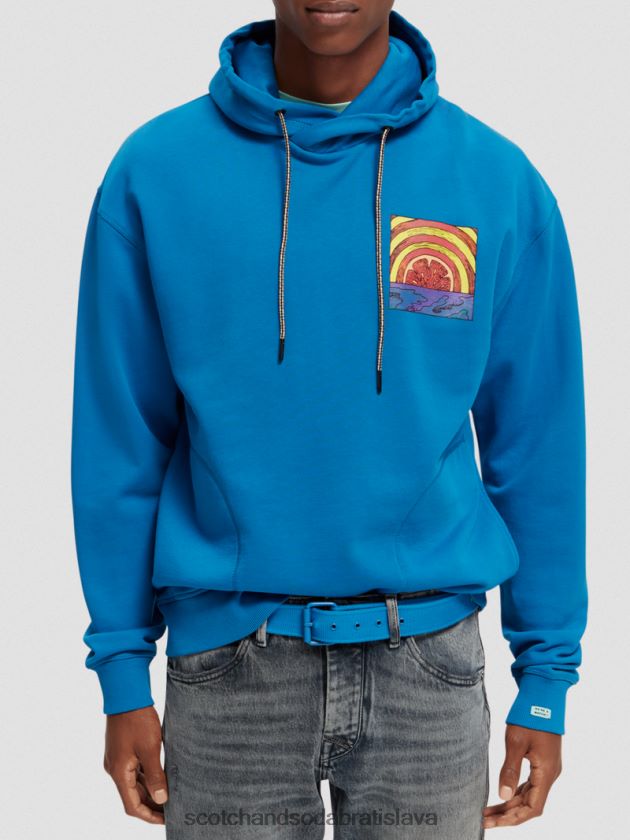 muži oblečenie dúhovka modrá Scotch & Soda Umelecká mikina z organickej bavlny v uvoľnenom strihu 4ZV00D526