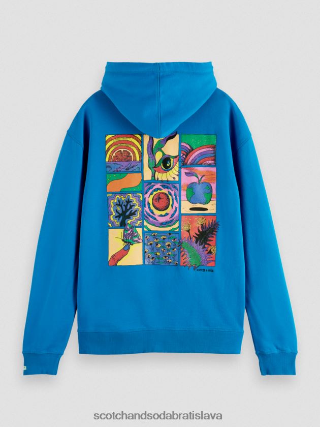 muži oblečenie dúhovka modrá Scotch & Soda Umelecká mikina z organickej bavlny v uvoľnenom strihu 4ZV00D526
