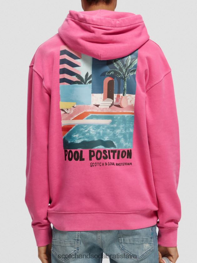 muži oblečenie čerešňa Scotch & Soda Umelecká mikina s kapucňou farbená na odeve 4ZV00D528