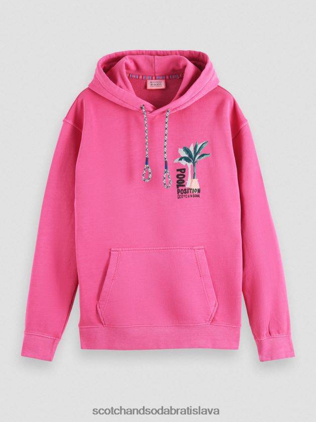 muži oblečenie čerešňa Scotch & Soda Umelecká mikina s kapucňou farbená na odeve 4ZV00D528