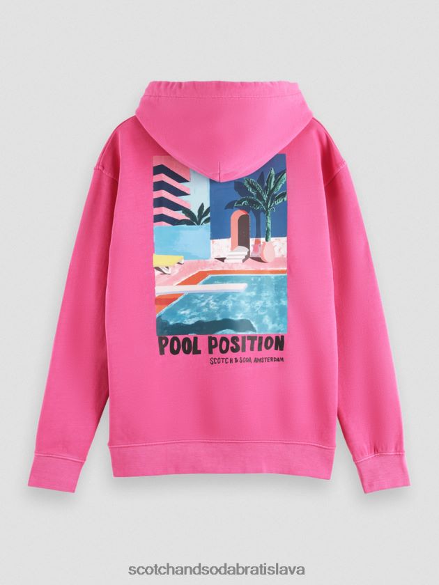 muži oblečenie čerešňa Scotch & Soda Umelecká mikina s kapucňou farbená na odeve 4ZV00D528