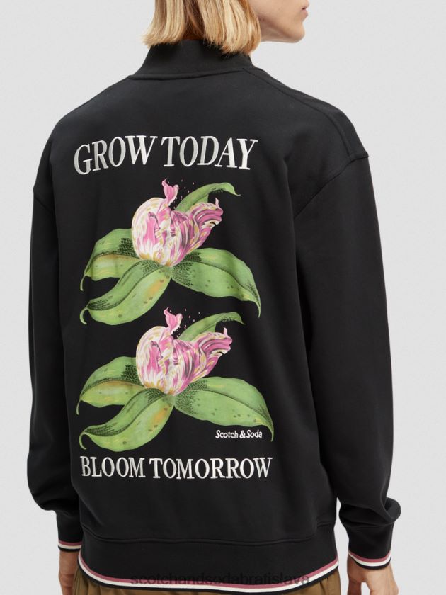 muži oblečenie čierna Scotch & Soda mikina felpa artwork bomber 4ZV00D519