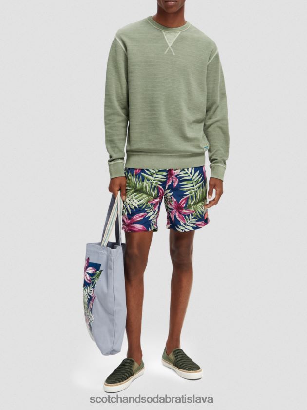 muži oblečenie kaki Scotch & Soda štruktúrovaná mikina farbená na odeve 4ZV00D516