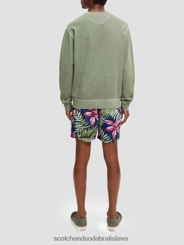 muži oblečenie kaki Scotch & Soda štruktúrovaná mikina farbená na odeve 4ZV00D516