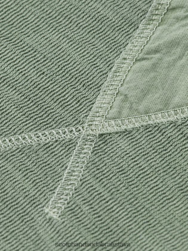 muži oblečenie kaki Scotch & Soda štruktúrovaná mikina farbená na odeve 4ZV00D516