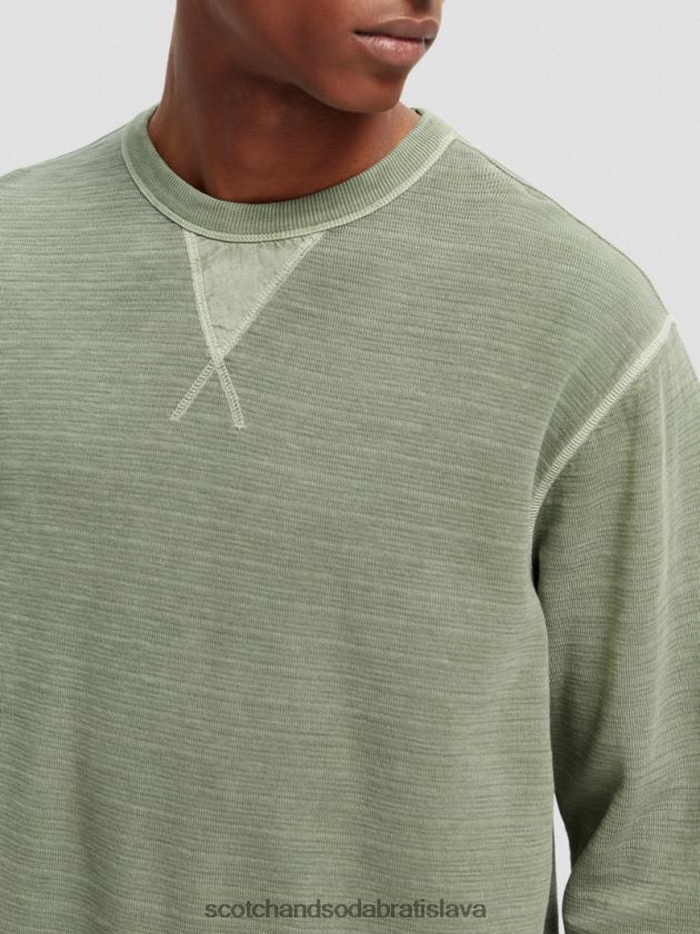 muži oblečenie kaki Scotch & Soda štruktúrovaná mikina farbená na odeve 4ZV00D516