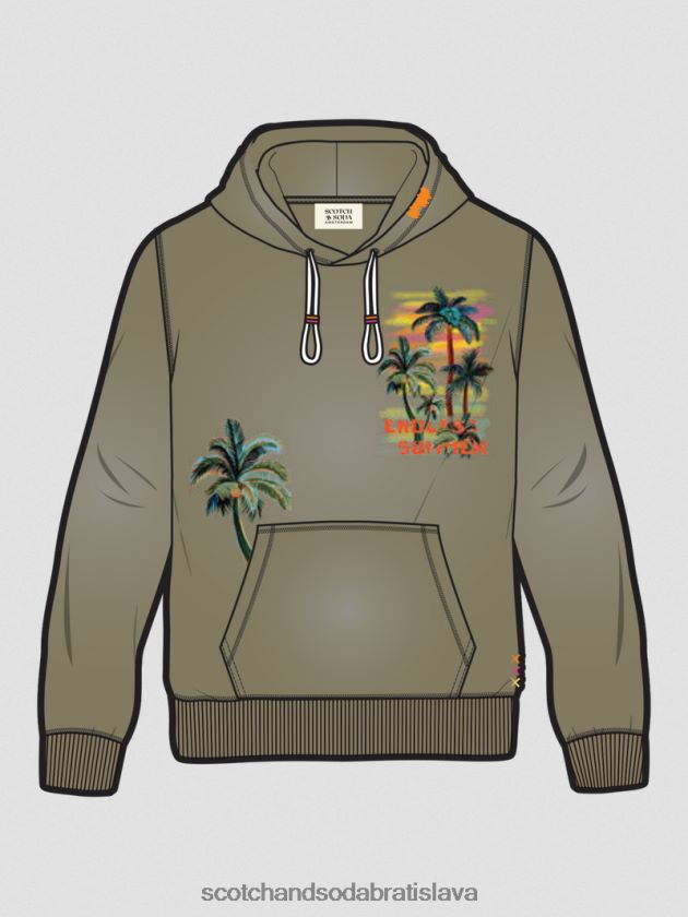 muži oblečenie kaki Scotch & Soda umelecká mikina uvoľneného strihu 4ZV00D553