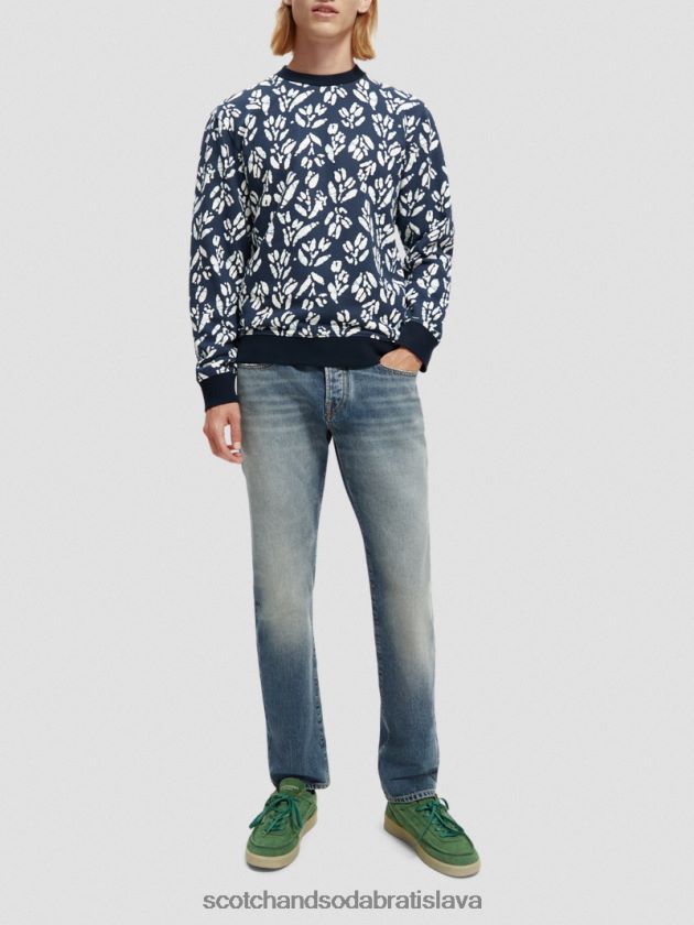 muži oblečenie kombo f Scotch & Soda mikina z organickej bavlny s výstrihom a potlačou 4ZV00D525