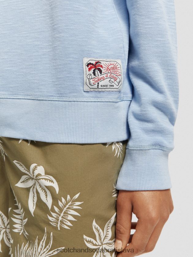 muži oblečenie morská modrá Scotch & Soda mikina s výstrihom na odeve 4ZV00D538