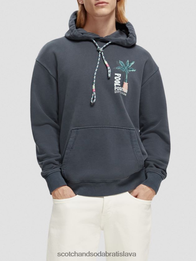 muži oblečenie námorníctvo Scotch & Soda Umelecká mikina s kapucňou farbená na odeve 4ZV00D529